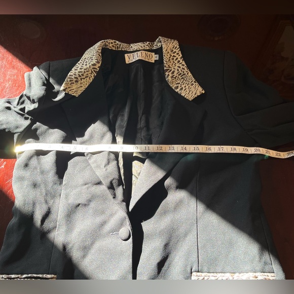 Veleno Elegant Women's black jacket blazer with leopard collar Size M - Picture 7 of 9
